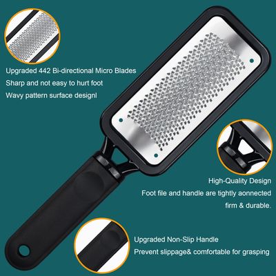Foot Rasp Foot File, 2 Pcs Stainless Steel Pedicure Callus Remover for Feet, Professional Foot Care Tools for Pedicure to Removes Hard Skin Corns for Dry and Wet Feet
