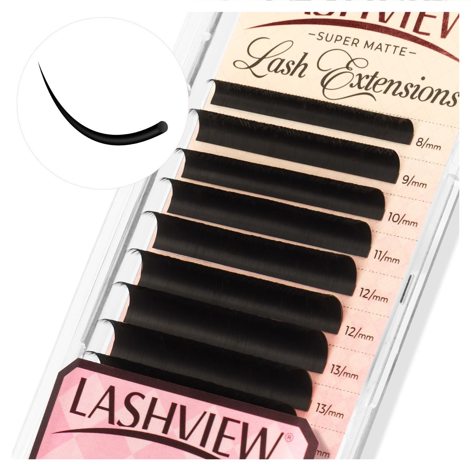 LASHVIEW Classic Lash Extensions 0.03-0.20 JBLCCCD Curl 8-16mm Mixed &amp; Single Length Tray, Soft Matte Dark Professional Eyelashes Extension(0.15 CC 8-16mm)