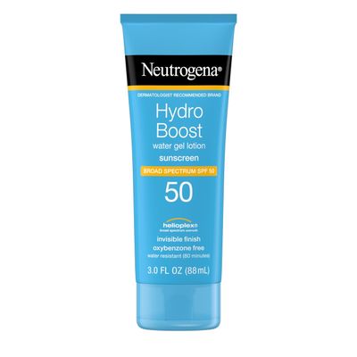 Neutrogena Hydro Boost Moisturizing Water Gel Sunscreen Lotion with Broad Spectrum SPF 50, Water-Resistant &amp; Non-Greasy Hydrating Sunscreen Lotion, Oil-Free, 3 fl. oz