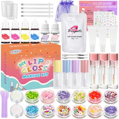 BRIPATI DIY Lip Gloss Making Kit - Lip Gloss Supplies to Make Your Own Lip Gloss, Lip Gloss Making Supplies Set DIY Lip Gloss Kit for Girls, Beginner Lip Gloss Kit DIY Making Lip Gloss