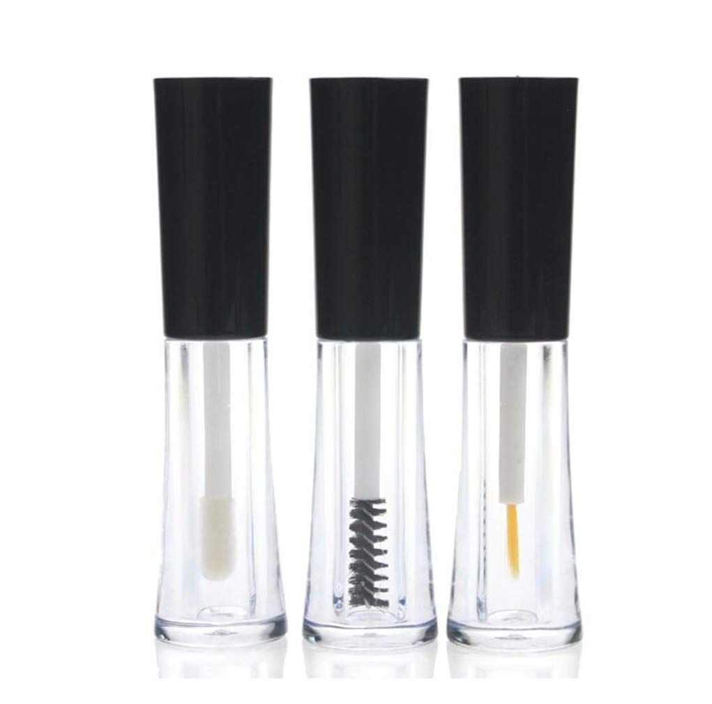 3PCS 2ml Clear Empty Mini Lip GlossEyeliner LiquidMascara Tube Set with Black Cap DIY Makeup Cosmetic Lip Balm Container Lipstick Vial Bottles for Lipgloss Eyelashes Growth Oil Sample Packing