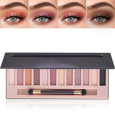 DuoZeng 12 Colors Naked Eyeshadow Palette,Shimmer Glitter Eye Shadow Palette Makeup Natural Highly Pigmented Smokey Eyeshadow Palettes,Long-lasting Makeup Pallets for Women(Shimmer)