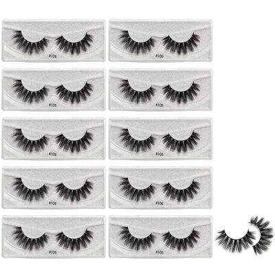 Vayator 10 Pairs Wholesale Natural Mink Eyelashes 3D Mink Lashes Long Thick False Eyelashes High Volume Eye lashes Hand made Makeup Eyelash Soft (S-#105)