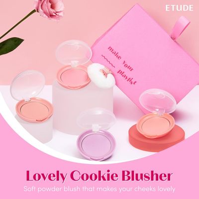 ETUDE Lovely Cookie Blusher - Grapefruit Jelly 4g | Glowing & Natural Powder Blush with Long-Lasting Sebum Control | Easy Application | Korean Makeup, Kbeauty, Perfect for Gift
