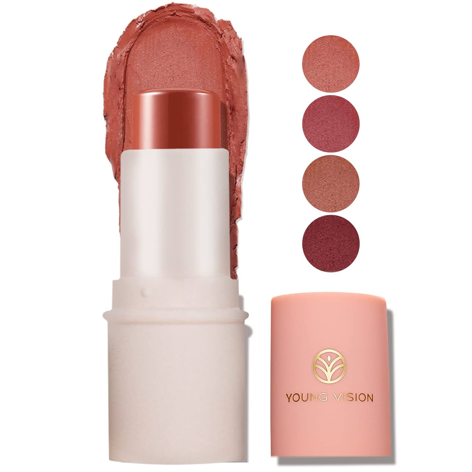 YOUNG VISION Stick Blush for Face Makeup, Cream Blush for Lips and Cheeks Tint, Moisturize, Nature Look and Long wear Putty Blush, 8054-01.