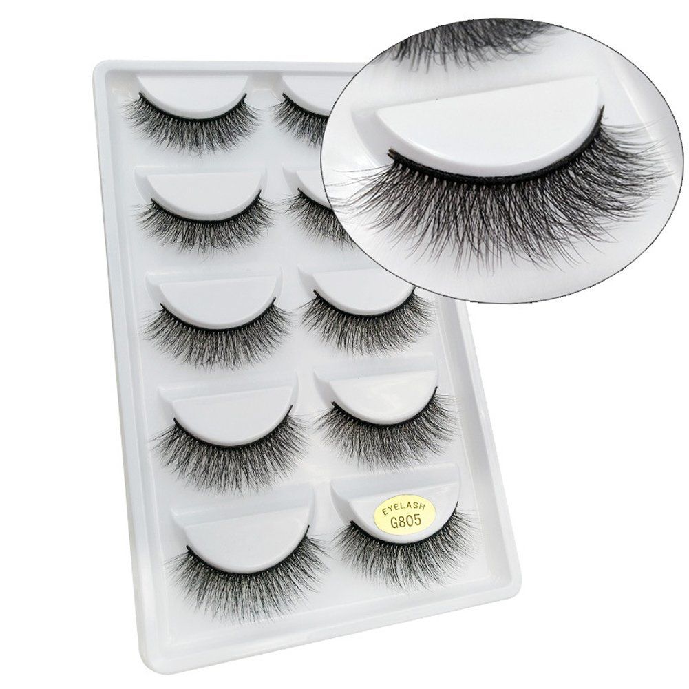 Scala 5 Pairs 3D Handmade Cotton Stalk Water Mink Cross Messy Mink Eye Lashes False Eyelashes 6 Styles to Choose (G805)