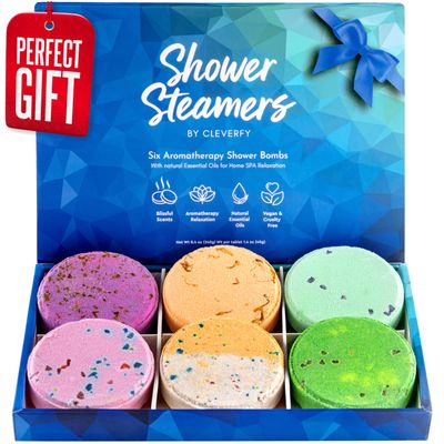 Cleverfy Shower Steamers Aromatherapy - Variety Pack of 6 Shower Bombs with Essential Oils. Self Care Birthday Gifts for Women and Valentines Day Gifts for Her and Him. Blue Set