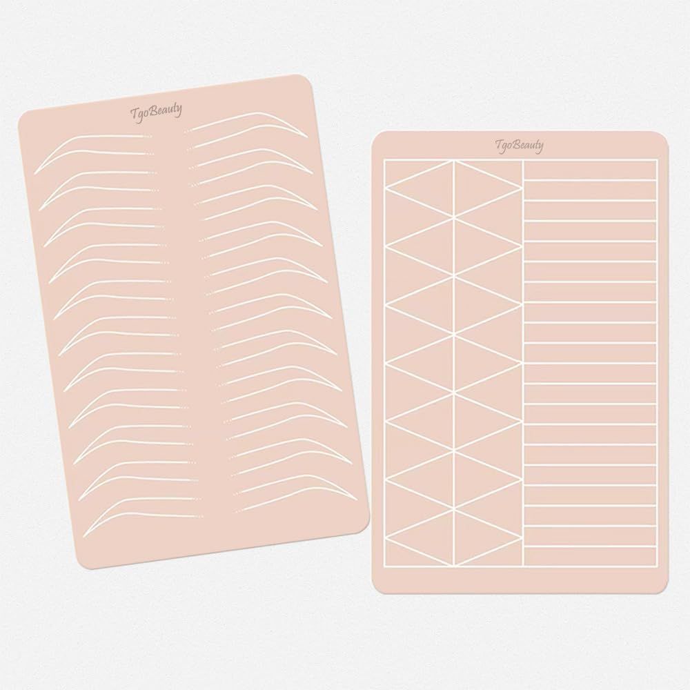 5pieces Thickness Microblading Silicone Eyebrows Practice Skin Double Sides Pre-printed Permanent Makeup Latex Brows Skin (Pink PadWhite Line)