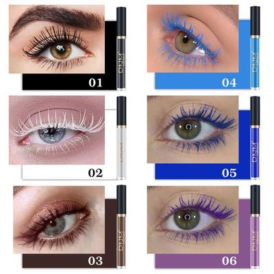 Colored Colorful Waterproof Mascara for Eyelashes Set,Blue White Black Brown Purple Long lasting Charming Voluminous Cruelty Free Vegan Eye Makeup (D-6 Colors 01, D)
