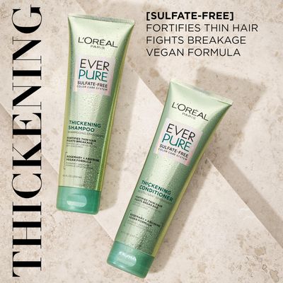 L'Oreal Paris Thickening Sulfate Free Conditioner, Thickens  Strengthens Thin, Fragile Hair, Hair Care with Rosemary Leaf, EverPure, 8.5 Fl Oz (Packaging May Vary)