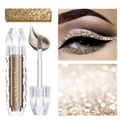 JUNRUO Random color Liquid Glitter Eyeshadow, Metallic Shimmer Waterproof Long Lasting Quick-Drying Sparkling Cosmetic Glitter Liquid Eye Shadow for Women&amp;girls, Makeup Glitter for Eyes