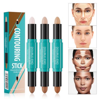 Vawolecy Dual-Ended Contour Stick, Face Shaping &amp; Contouring Stick, Highlighter Makeup Pen for All Skin Tones