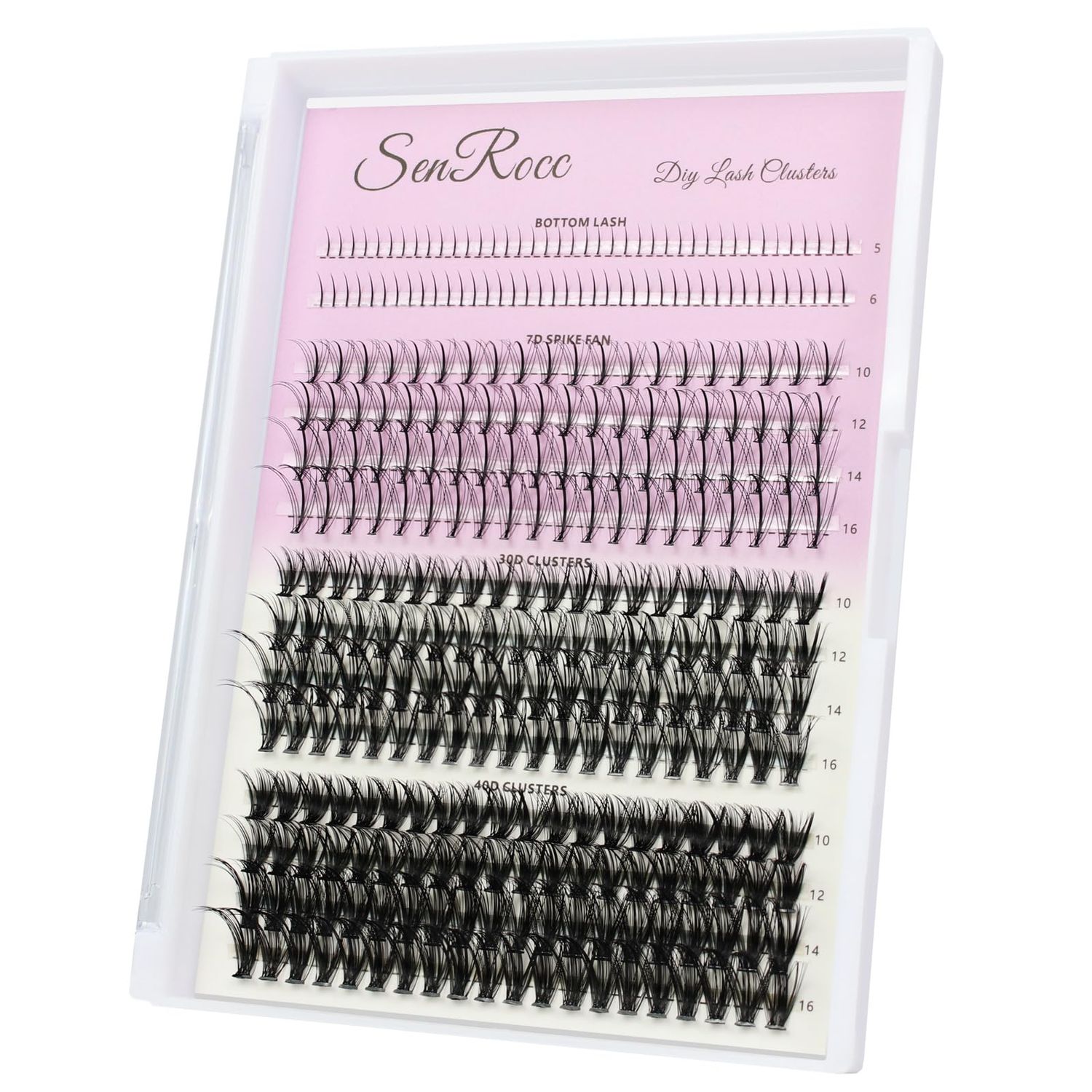 Lash Clusters Individual Lash Extensions DIY Multi-type Faux Mink Lash Tray Bottom, 7D Spike, 30D40D Clusters Natural Eyelashes for Self Application (B-7D-3040D)