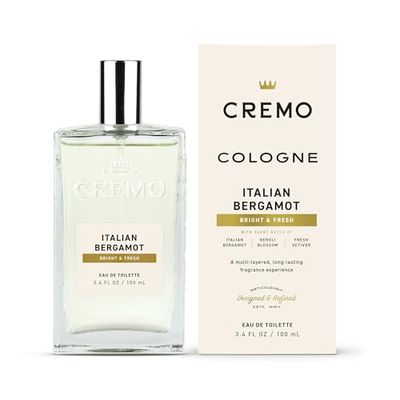 Cremo Italian Bergamot Cologne Spray, A Combination of Italian Bergamot, Neroli Blossom, and Fresh Vetiver, 3.4 Fl Oz