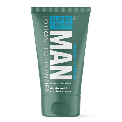 Super Fresh Man Parts Ball Deodorant for Men - POWDER LOTION - Mens Hygiene Cream for Groin, Butt, & Body - Fresh Control Odor, Anti Chafing, Stop Itch, Absorb Sweat - Aluminum Free - 4 oz Tube Super Fresh Man Parts Ball Deodorant for Men - POWDER LOTION - Mens Hygiene Cream for Groin, Butt, & Body - Fresh Control Odor, Anti Chafing, Stop Itch, Absorb Sweat - Aluminum Free - 4 oz Tube