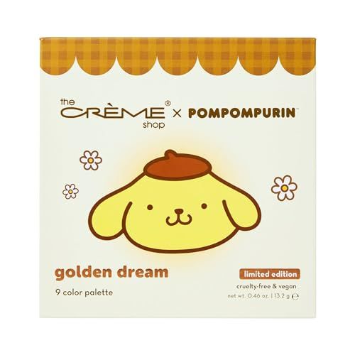 The Crme Shop x Sanrio Pompompurin Golden Dream Eyeshadow Palette 9 Shades Matte Shimmer Metallic Extended Wear Pigmented Mirror Included Silky Blendable Textures (Set of 1)