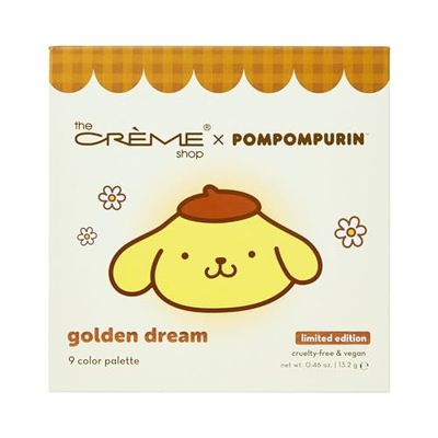 The Crme Shop x Sanrio Pompompurin Golden Dream Eyeshadow Palette 9 Shades Matte Shimmer Metallic Extended Wear Pigmented Mirror Included Silky Blendable Textures (Set of 1)