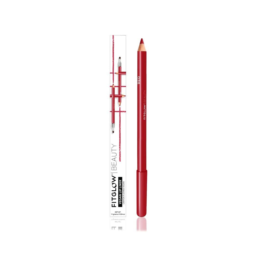 FITGLOW Beauty - Natural Lip Liner Pencil With Blending Brush | Vegan, Woman-Owned Clean Beauty (Red)