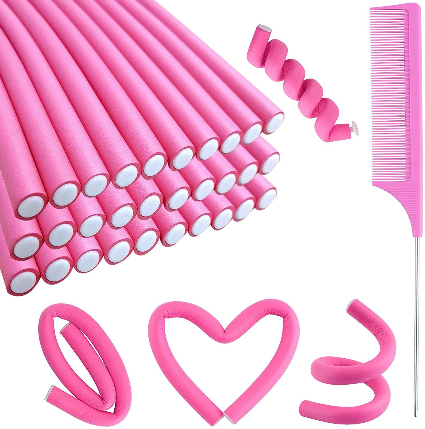 30PCS 9.45&quot; Flexi Rods Curlers Set for Short and Long Hair, No Heat Foam Rollers with Steel Comb Buytta