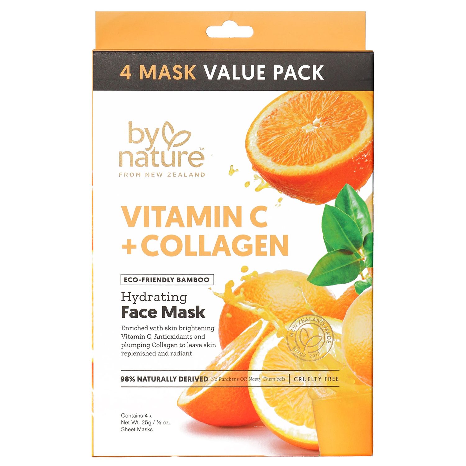 4pk Vitamin C  Collagen Hydrating Face Masks - Premium Face Mask Skin Care That Leaves Skin Replenished &amp; Radiant - Moisturizing, Nutrient-Rich Sheet Masks for Face Promoting Elasticity &amp; Firmness