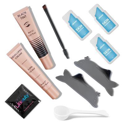 Libeauty Lash Color Kit with Reusable Dolphins Eye Patches Instant Eyelash &amp; Eyebrow Black Coloring Kit for Hair Lasts Up 4 Weeks Brow Colour Set Suitable For DIY At Home Or Salon