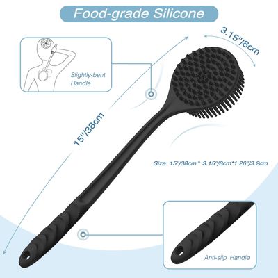 Manmihealth Silicone Back Scrubber (Thick Bristles) &amp; Bath Glove &amp; Face Brush Set(3PCS), Super-Exfoliating &amp; Lathering Body Scrubber, Shower Brush, Face Scrubber Combination, with a Free Hook.(Black)