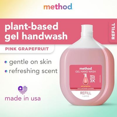 Method Gel Hand Soap, Refill, Pink Grapefruit, 34 Ounce, 1 pack
