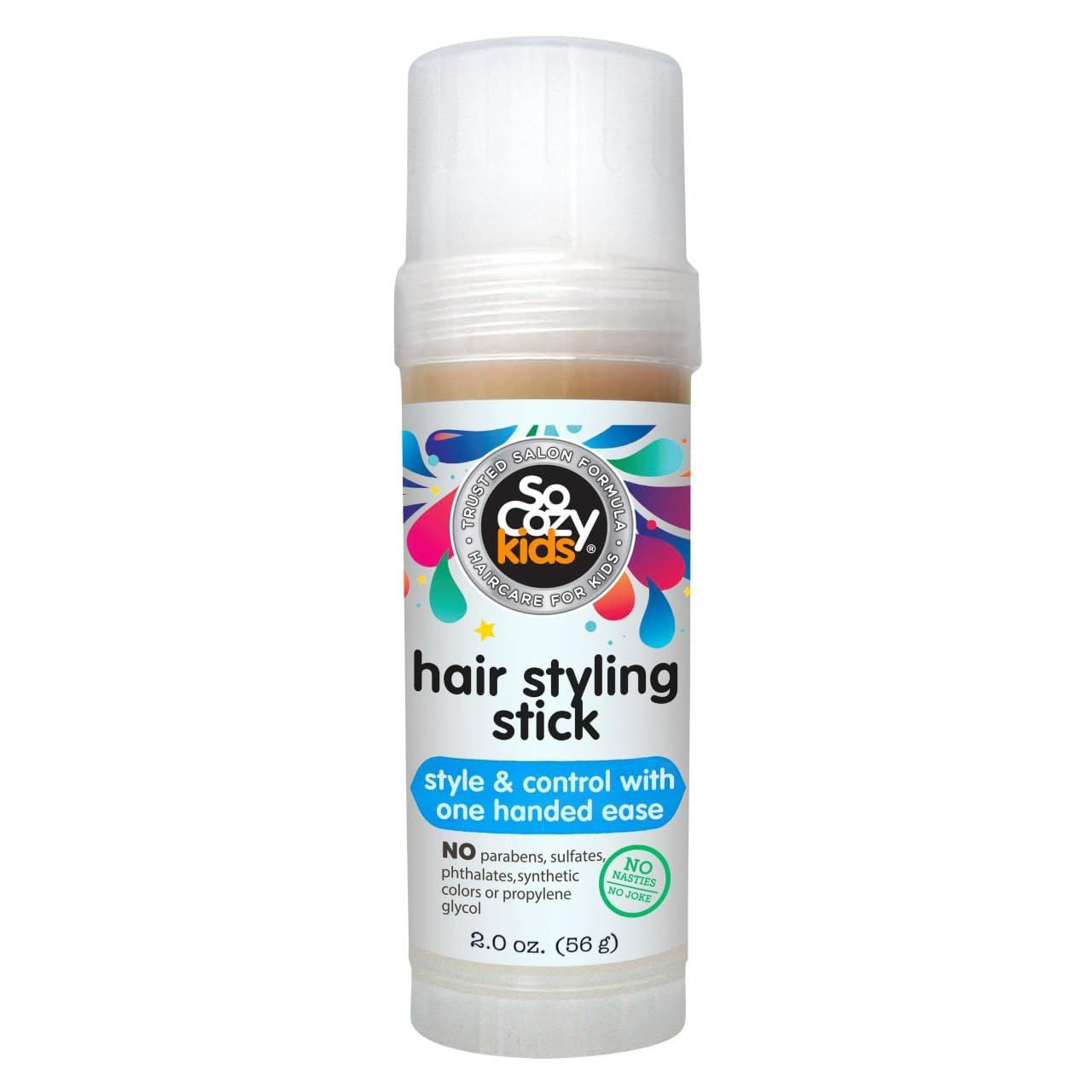 So Cozy Kids Hair Wax Stick, Easy &amp; Quick Styling Wax Stick for Hair (2 Oz) Flyaway Hair Tamer, Slick Back &amp; Shape with Precision, No Parabens, Sulfates, Synthetic Colors or Dyes