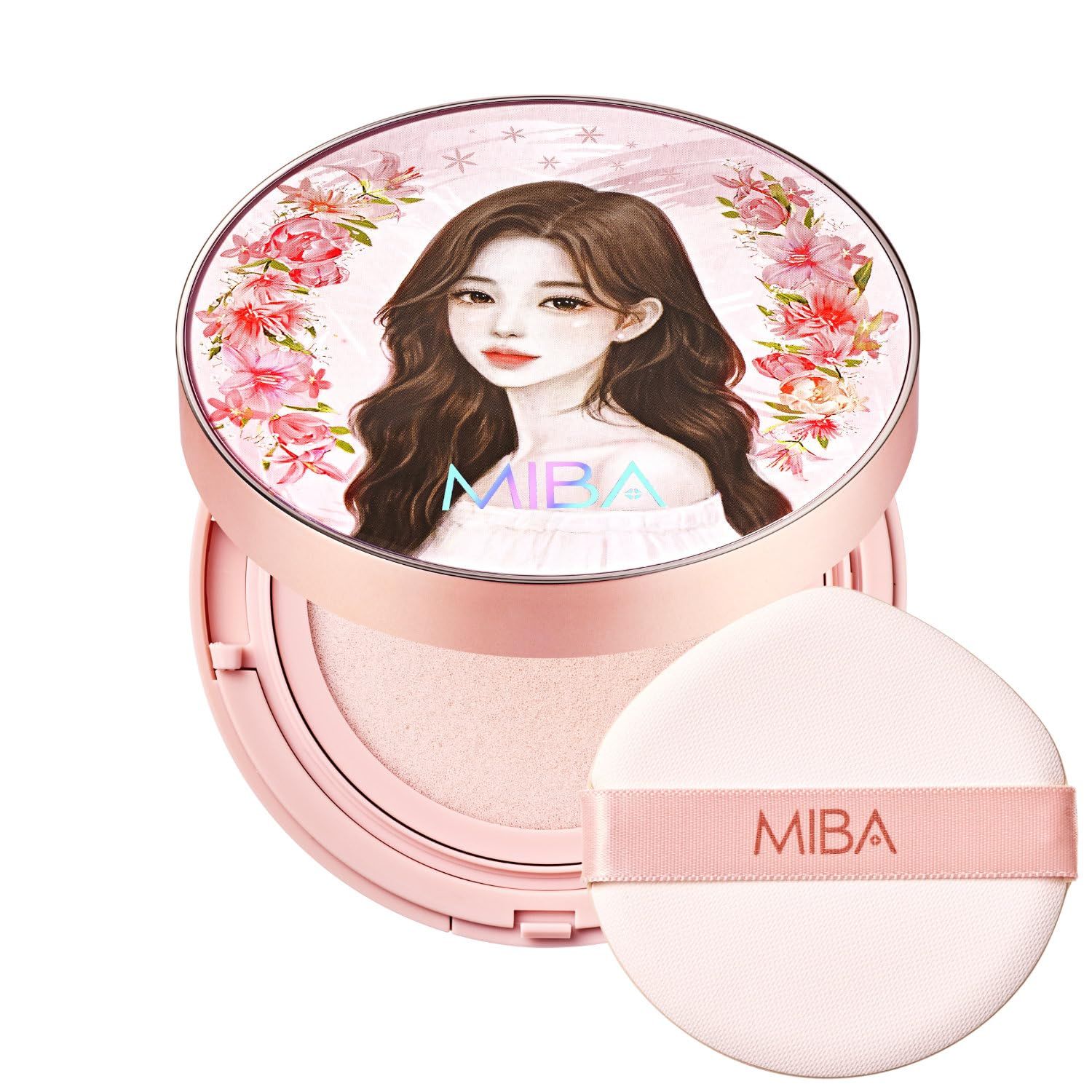 MIBA Ion Calcium Foundation Double Cushion Glow 25 g  0.88 oz Big Cushion SEASON 3. Long Lasting Cover Effect. Moisture glow. Skin tightening relief. Smooth adhesion. (Lovely #21 Rosy Ivory)