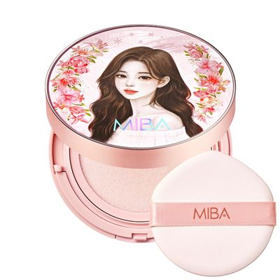 MIBA Ion Calcium Foundation Double Cushion Glow 25 g  0.88 oz Big Cushion SEASON 3. Long Lasting Cover Effect. Moisture glow. Skin tightening relief. Smooth adhesion. (Lovely #21 Rosy Ivory)