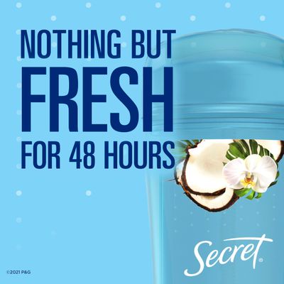 Secret Fresh Antiperspirant and Deodorant for Women, 48hr Freshness, Sweat &amp; Odor Protection, PH Balancing Minerals, Clear Gel, Coconut Scent, 2.6 oz