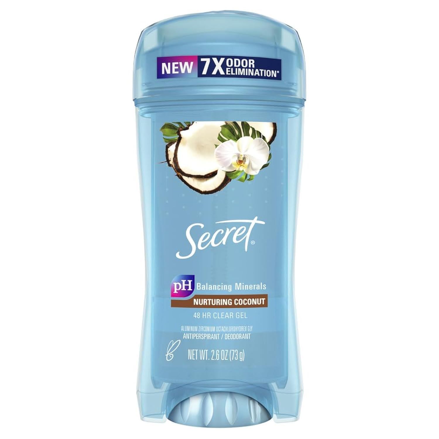 Secret Fresh Antiperspirant and Deodorant for Women, 48hr Freshness, Sweat &amp; Odor Protection, PH Balancing Minerals, Clear Gel, Coconut Scent, 2.6 oz