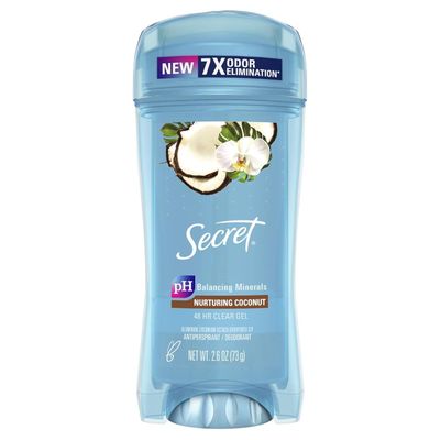 Secret Fresh Antiperspirant and Deodorant for Women, 48hr Freshness, Sweat &amp; Odor Protection, PH Balancing Minerals, Clear Gel, Coconut Scent, 2.6 oz