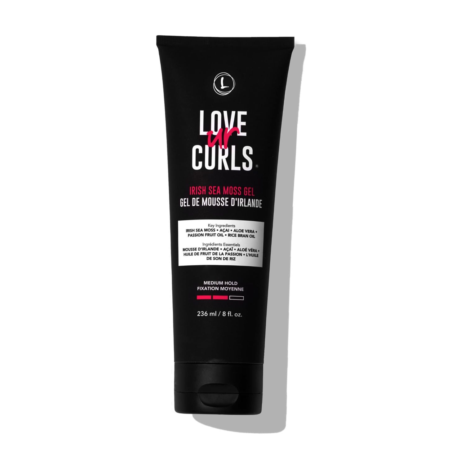 Love Ur Curls Irish Sea Moss Hair Gel, Medium Hold Hair Styling Curling Gel for Defined Curly Hair, Waves &amp; Coils, Vegan, Cruelty Free, 236mL