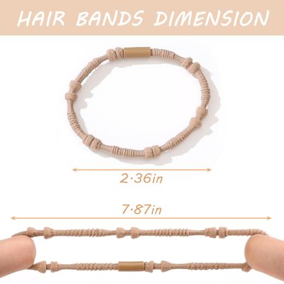 20 PCS Boho Hair Ties, Bracelets Hair Ties for Thick or Thin Hair, 4 Styles Boho Ties for Ponytail Holders, 2.36 Hair Ties No-Damage, Brown