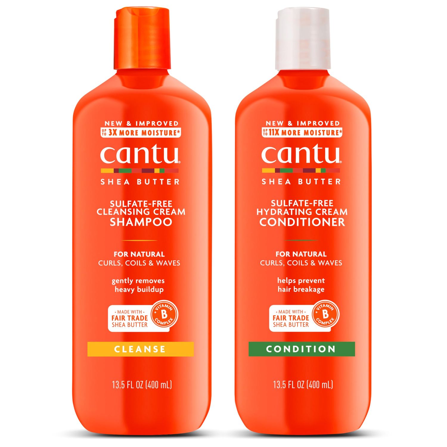 Cantu Sulfate-Free Cream Shampoo &amp; Conditioner Bundle, 13.5 Fl Oz (Pack of 2)