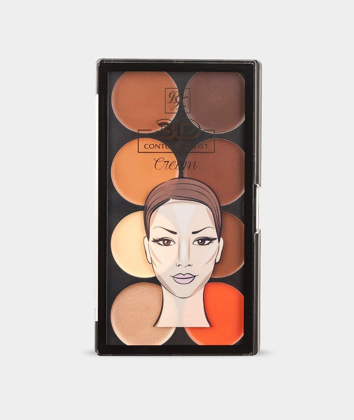 Ruby Kisses Flawless Finish with 3D Contour Cream Makeup Palette - Lightweight, Multi-Palette, Contouring Foundation, Creamy, Sculpt &amp;Highlighting, Define Cheekbones (Light Medium)