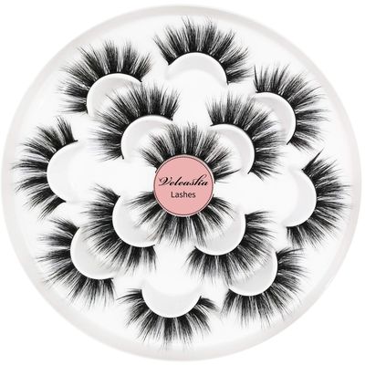 Veleasha Lashes 5D Faux Mink Lashes Fluffy False Eyelashes Handmade Eye Lashes Wispy Lightweight Fake Lashes Luxurious Volume Fake Eyelashes 7 Pairs Pack (Dubai)