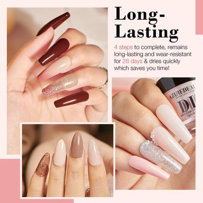 AZUREBEAUTY 31 Pcs Dip Powder Nail Kit 20 Colors Glitter Nude Brown Pink White Gray Dip Powder Liquid Set with TopBase Coat Activator for French Nails Art Manicure DIY Salon Women Valentine's Gift