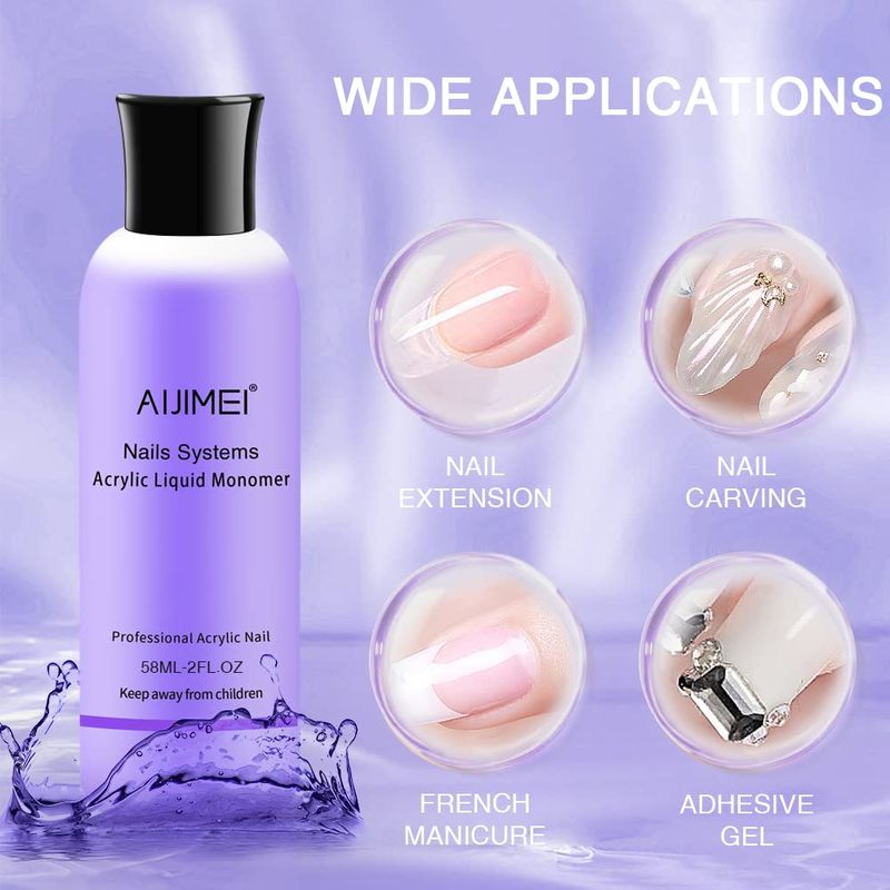 AIJIMEI Acrylic Monomer Acrylic Liquid 58ml 2OZ Acrylic Liquid Monomer For Acrylic Powder Acrylic Nail Liquid Monomer For Acrylic Nails Powders &amp; Liquids Acrylic Nail Powder And Liquid