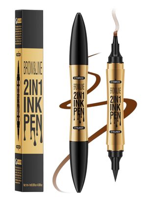 GGUP 2 in 1 Eyebrow Pencil, 2024 New Upgrade 3D Microblading Eyebrow Tattoo Pencil 4 Fork Tips with Eyeliner, Multifunction Dual Head Microblading Eyebrow Pencil Waterproof Eye Makeup Tools