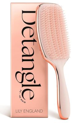 Lily England Detangling &amp; Styling Brush - Pain-Free Brush for Curly Wet &amp; Dry Hair With Flexible Bristles - Easy to Hold Rose Gold Brush for Women&#39;s 3c to 4c Curls
