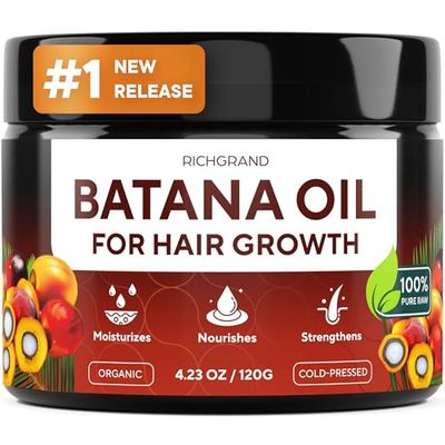 Batana Oil for Hair Growth - 100% Raw &amp; Organic Batana Oil - Cold-Pressed &amp; Pure Unrefined Batana Hair Mask for Women &amp; Men - Enhances Hair Thickness, Prevents Loss, Eliminates Split Ends