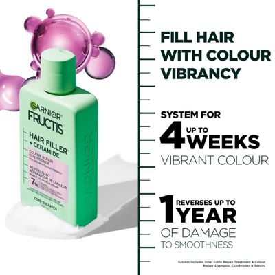 Garnier Fructis Hair Filler Color Repair Conditioner with Ceramide, Smoothing &amp; Sulfate Free Conditioner for Colored, Bleached Hair, 10.1 Fl Oz, 1 Count