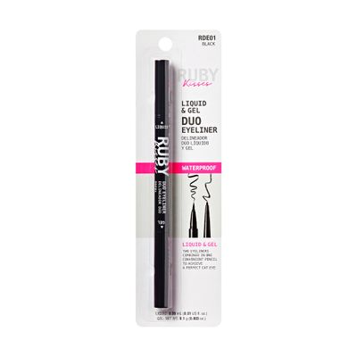 Ruby Kisses Duo Felt Tip Liquid Eyeliner in Black, Dual Ended Waterproof Eyeliner, Smudge-Proof &amp; Long-Wearing, Regular &amp; Micro Tip for Ultra Precise Thin to Bold Cat Eye, Fast Drying Formula