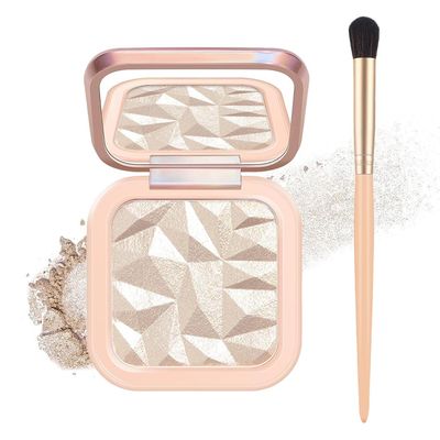 Mysense Face Highlighter Makeup Palette, Highlighting Shimmer Powder Face Illuminator Makeup, Iluminadores De Maquillaje, Natural Glow Finish, with Mirror &amp; Brush