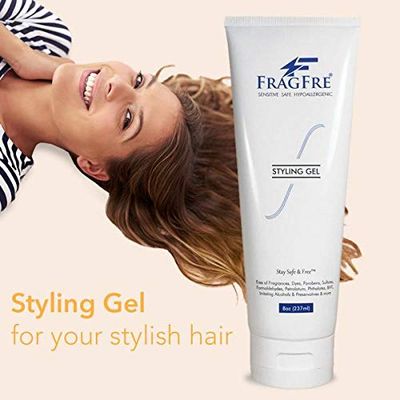 FRAGFRE Styling Gel Fragrance Free 8 oz Medium Hold - Hair Styling Gel for Sensitive Skin - Hypoallergenic Parabens Free - Gluten Free Vegan Cruelty Free - for Men Women and Children
