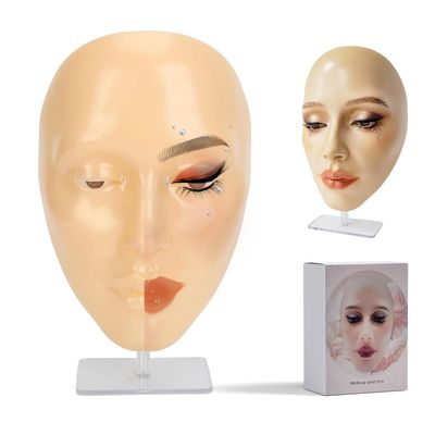 CHADWICK 5D makeup Practice Face Board, Silicone Makeup Mannequin Face, Reusable Beginner Practice Eye Makeup Face for Makeup Artist, Girl&#39;s Gift Or Professionals (light)