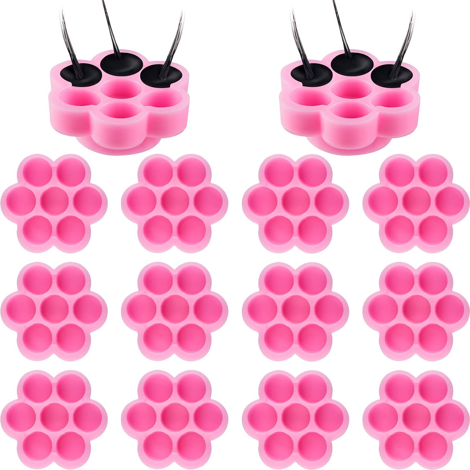 200 Pieces Flower Shape Glue Cup Lash Glue Holder Eyelash Extension Glue Holder Flower Eyelash Glue Cup Eyelash Glue Pallet Grafting Eyelash Glue Cup False for Women Girls Eyelash Extension Supply