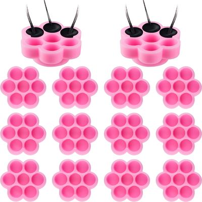 200 Pieces Flower Shape Glue Cup Lash Glue Holder Eyelash Extension Glue Holder Flower Eyelash Glue Cup Eyelash Glue Pallet Grafting Eyelash Glue Cup False for Women Girls Eyelash Extension Supply